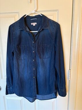 Merona Navy Blue Denim Button-Front Shirt